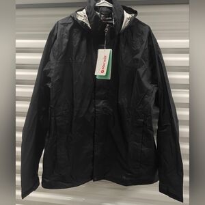 New MARMOT Precip Eco Men's XL Rain Coat Jacket Black Taped Seam Hood Wind Water